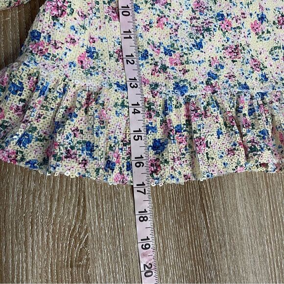 Zara Floral Sequin Ruffle Sleeve Crop Top Size Small - Picture 11 of 12